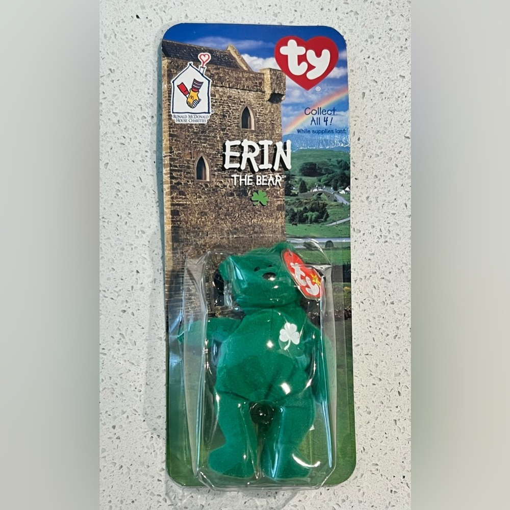 Open 1998 Erin the Bear Beanie Baby. VERY RARE!! 3 Errors Misprint 1993 Beanie